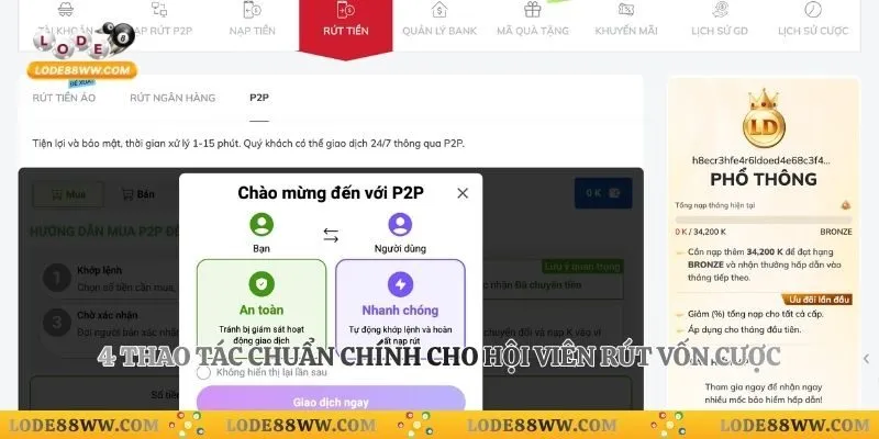 4 thao tác chuẩn chính cho hội viên rút vốn cược