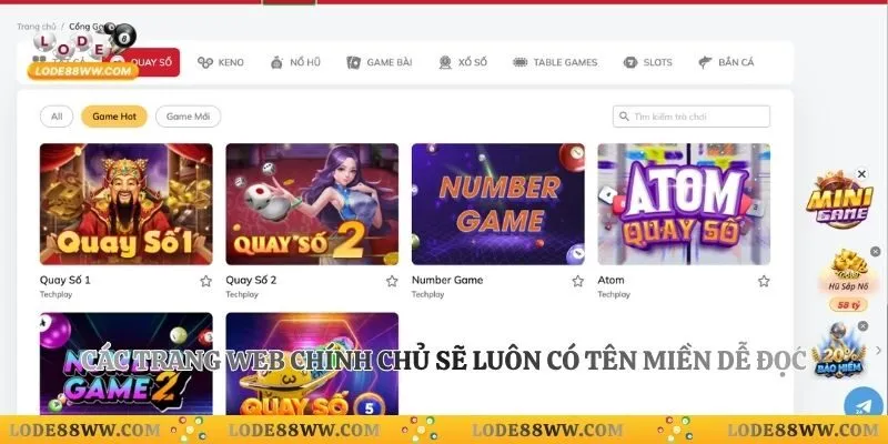 Link Vào Lode88 3 Các trang web chính chủ sẽ luôn có tên miền dễ đọc