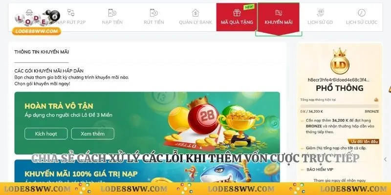 Chia sẻ cách xử lý các lỗi khi thêm vốn cược trực tiếp