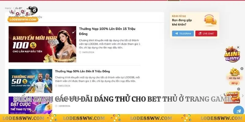 Lode88 16 Điểm danh các ưu đãi đáng thử cho bet thủ ở trang game