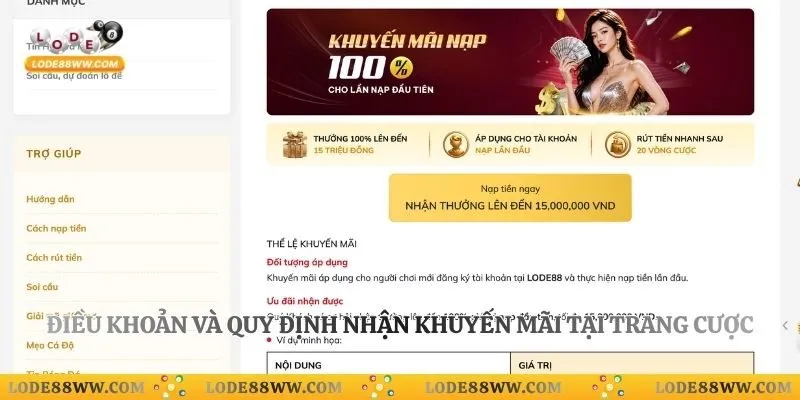 Điều khoản và quy định nhận khuyến mãi tại trang cược