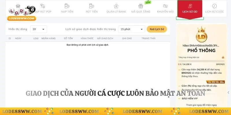 Chính Sách Bảo Mật Lode88 5 Giao dịch của người cá cược luôn bảo mật an toàn