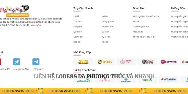 Liên hệ Lode88 đa phương thức và nhanh