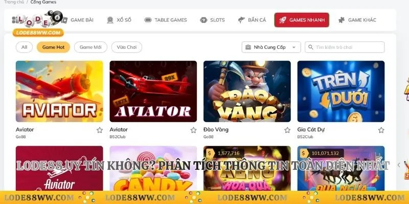 Lode88 Uy Tín Không? Phân Tích Thông Tin Toàn Diện Nhất