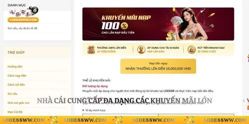 Nhà cái cung cấp đa dạng các khuyến mãi lớn