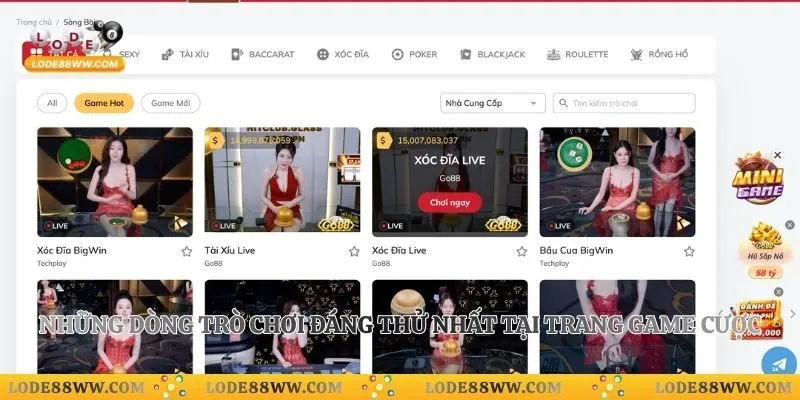 Lode88 14 Những dòng trò chơi đáng thử nhất tại trang game cược