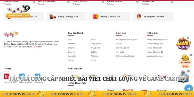 Tác giả cung cấp nhiều bài viết chất lượng về game casino