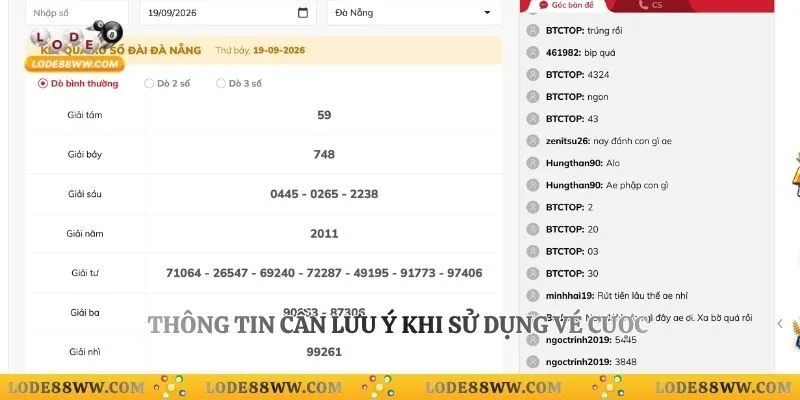 Thông tin cần lưu ý khi sử dụng vé cược 