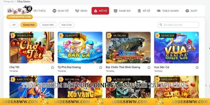 Tải App Lode88 3 Trải nghiệm đặt cược đỉnh cao sau khi tải app cược